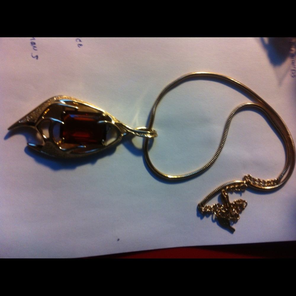 Vintage Large golden brown stone pendent